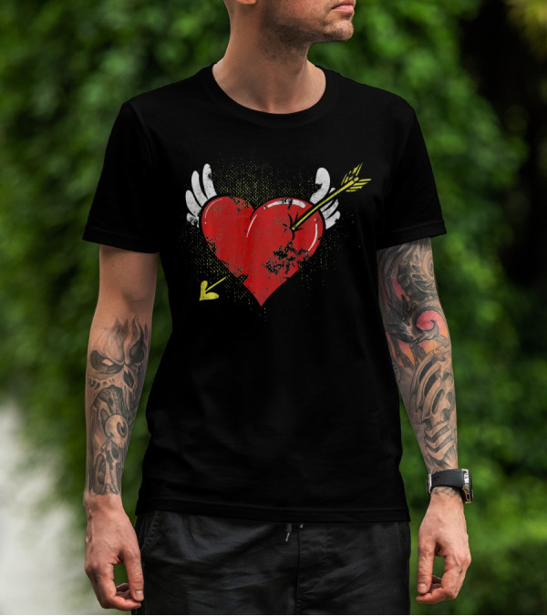 Cupid Valentine Heart With Arrow And Wings Matching Coup T-Shirt