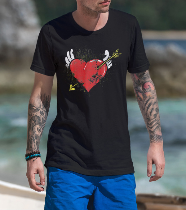 Cupid Valentine Heart With Arrow And Wings Matching Coup T-Shirt