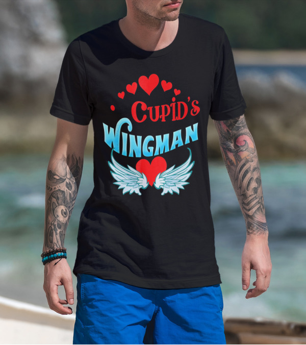 Cupid's Wingman Valentine's Hearts And Wings T-Shirt