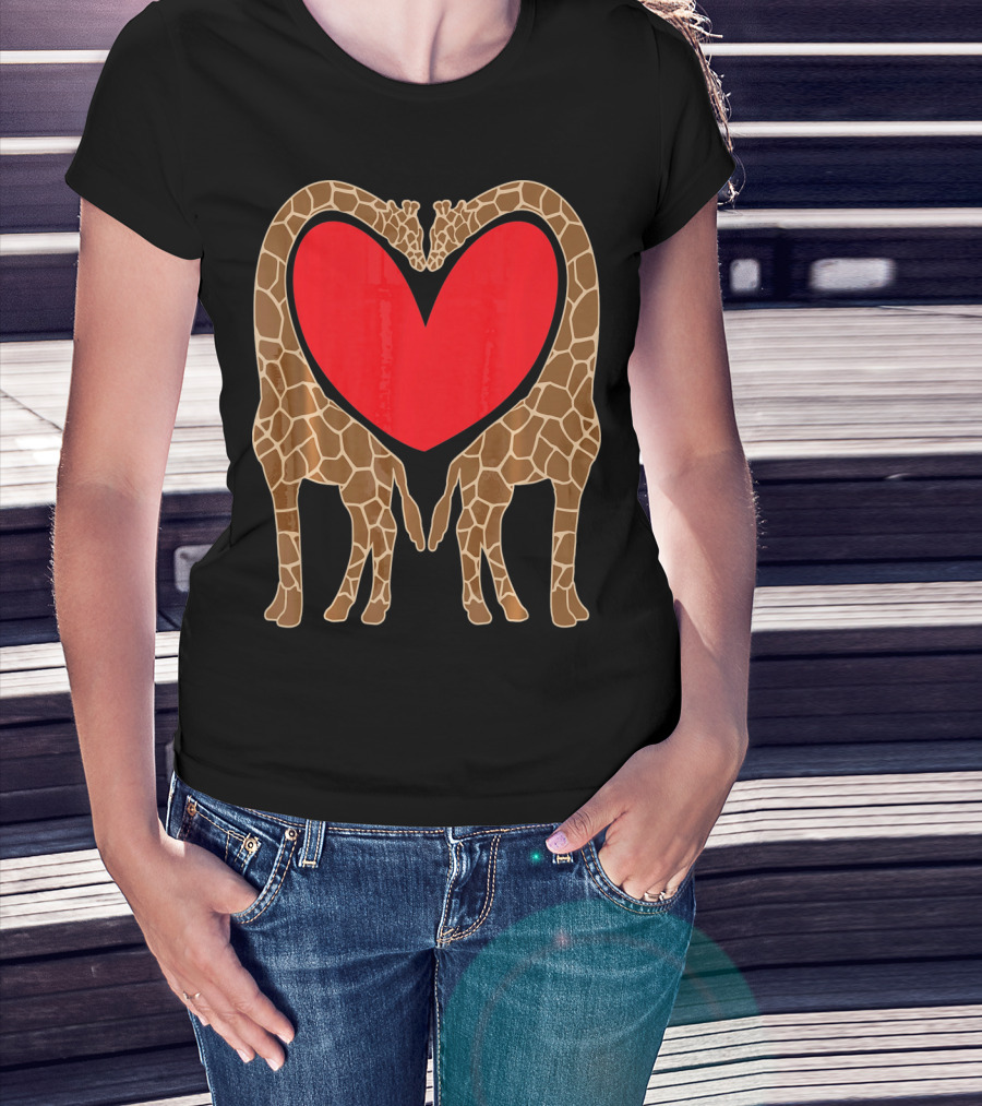 Cute Giraffe Heart Shape Valentine Fun T-Shirt