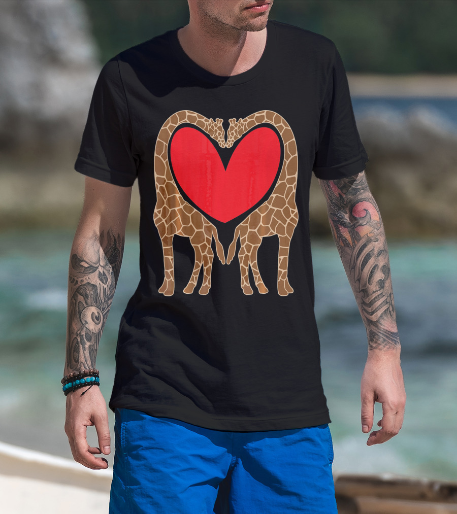 Cute Giraffe Heart Shape Valentine Fun T-Shirt