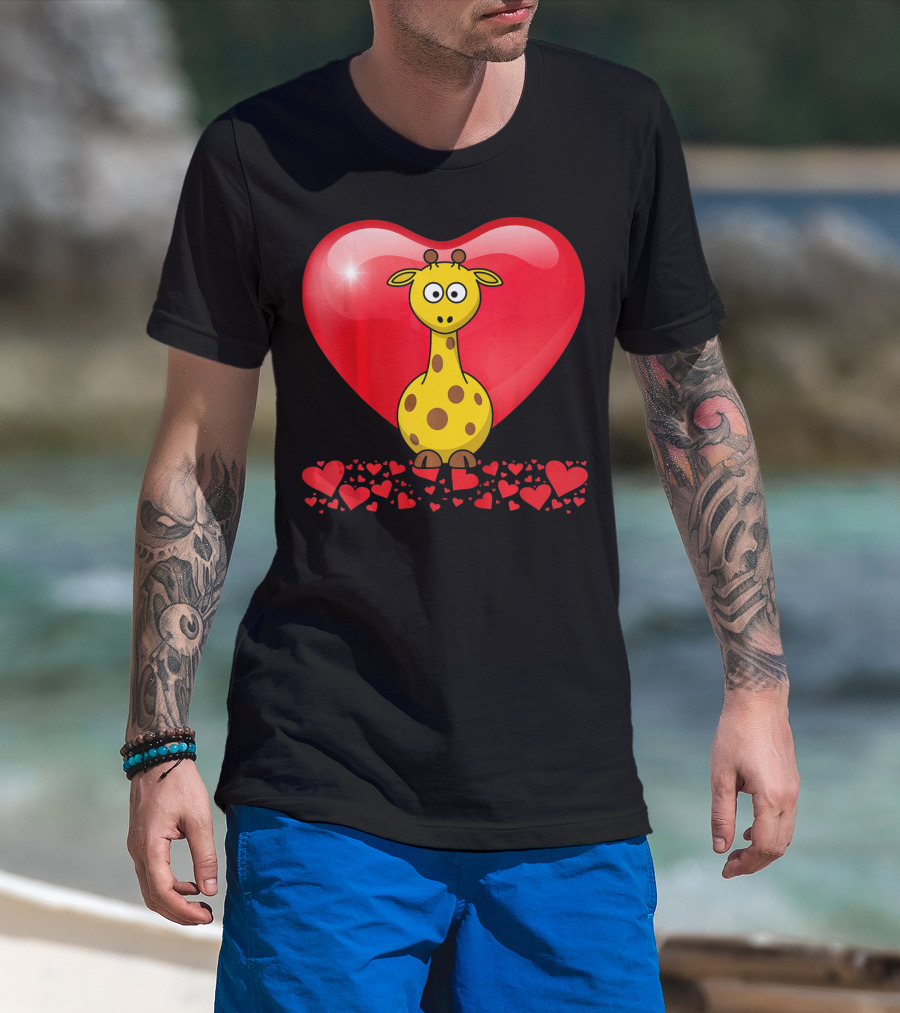 Cute Valentine's Day Heart Giraffe Valentin T-Shirt