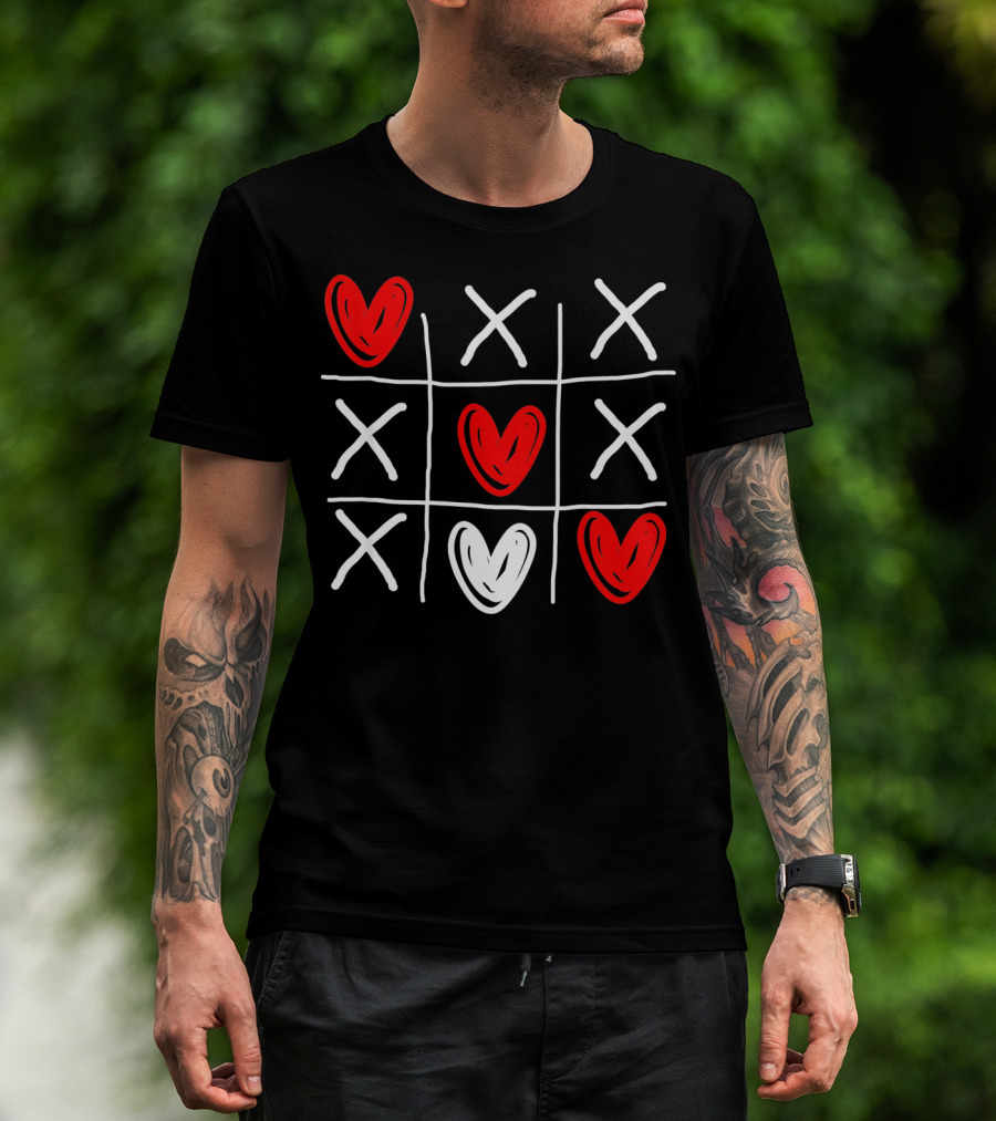 Cute Hearts Tic Tac Toe Valentines Day T-Shirt