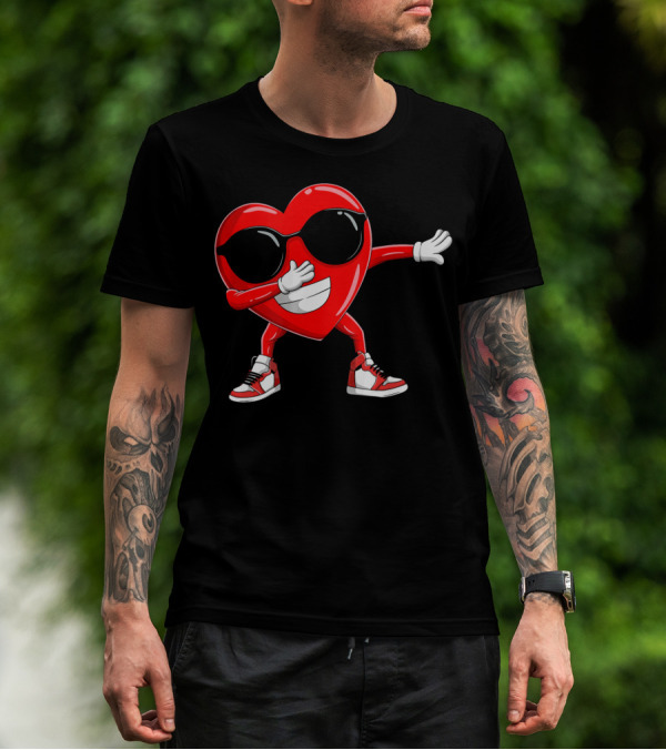 Dabbing Heart With Sunglasses Valentine's Day Cute T-Shirt