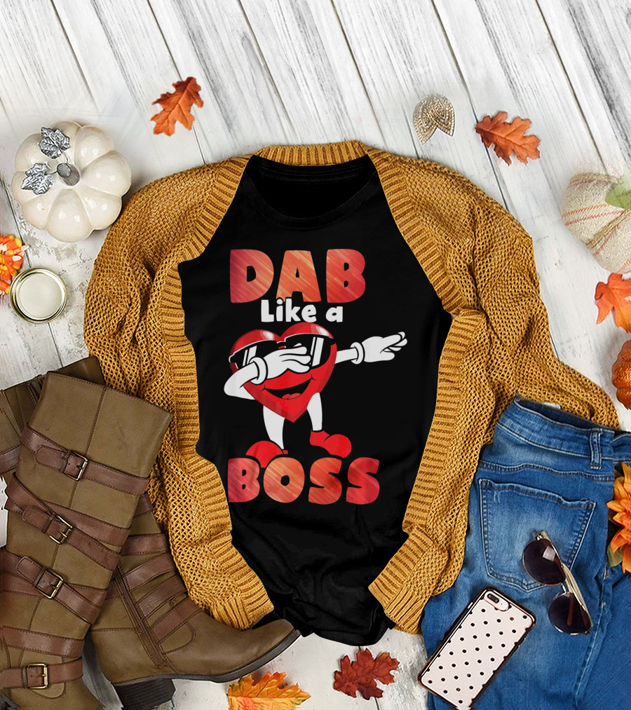 Dab Like a Boss Heart Valentine Day T-Shirt