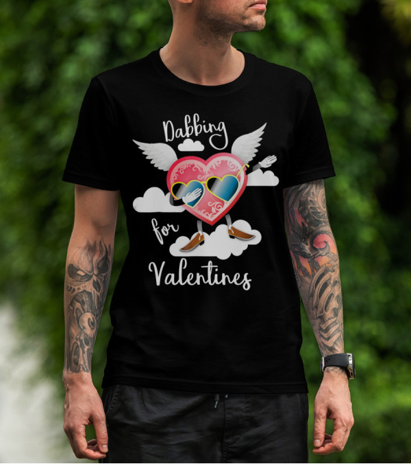 Dabbing Heart With Wings And Clouds For Valentines Kids Day T-Shirt