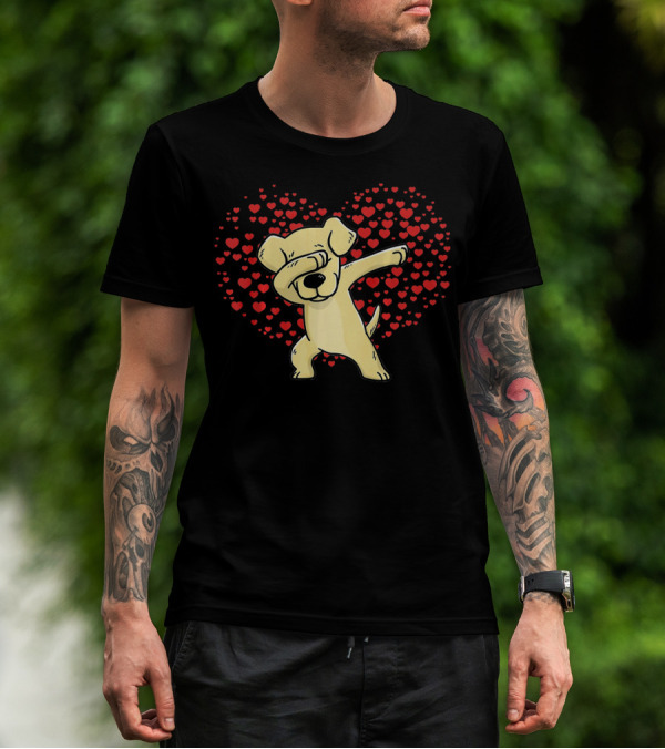 Dabbing Labrador Retriever Dog With Heart Of Valentine T-Shirt