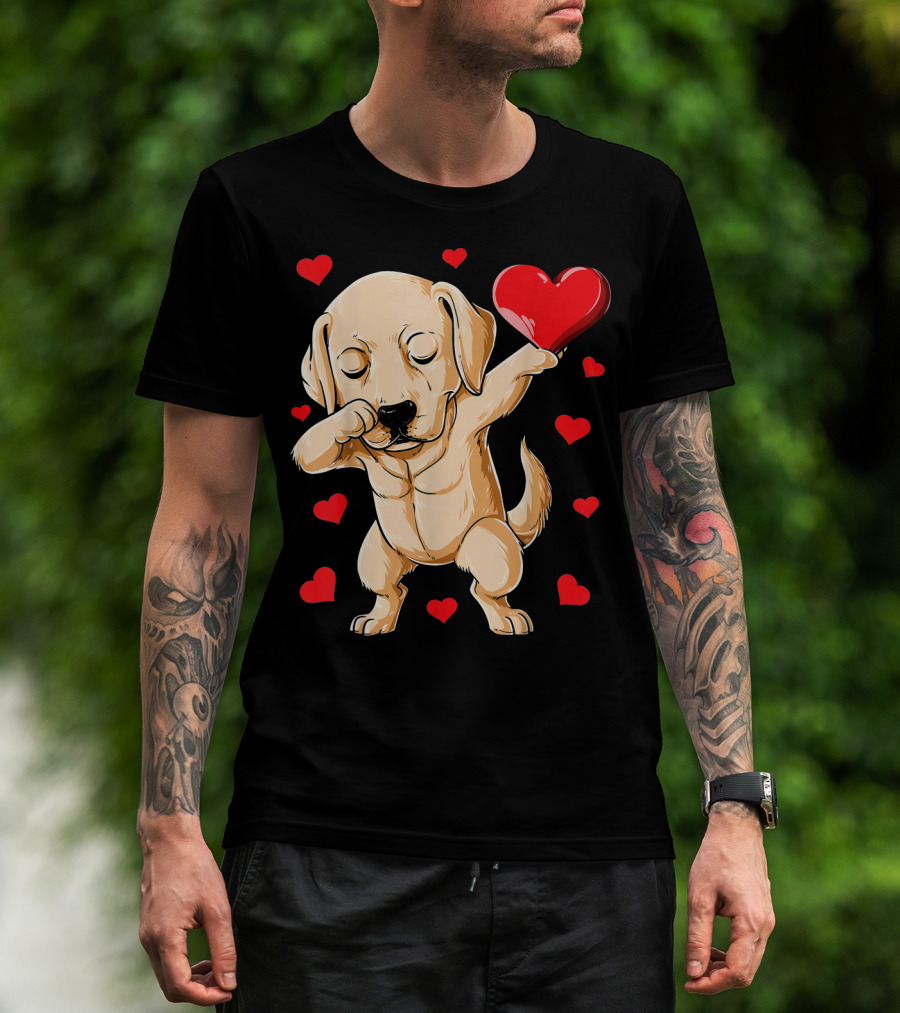 Dabbing Labrador Valentine's Day Heart Dance T-Shirt