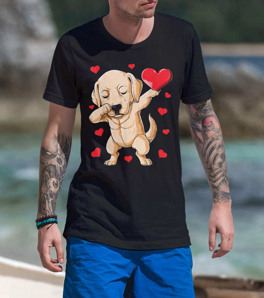 Dabbing Labrador Valentine's Day Heart Dance T-Shirt