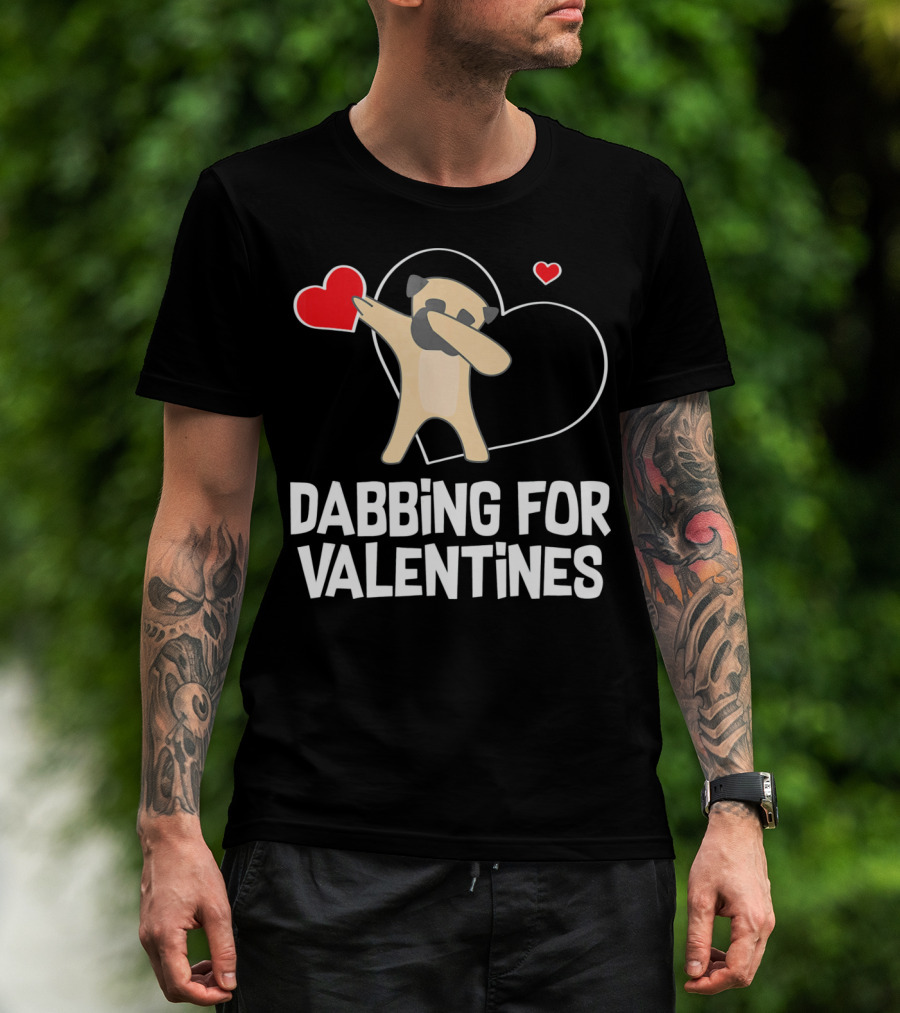 Dabbing Pug For Valentines Hearts Cute T-Shirt