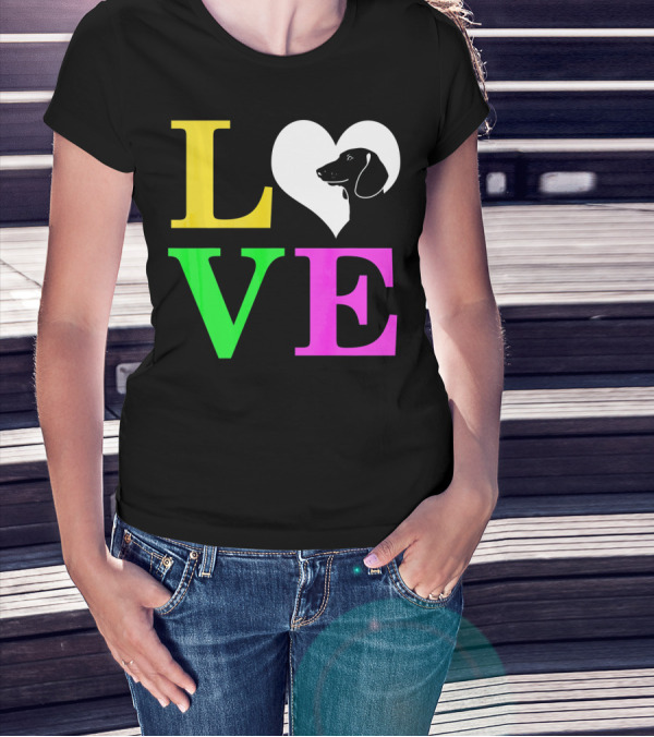 LOVE Dachshund Dog Heart Valentines T-Shirt