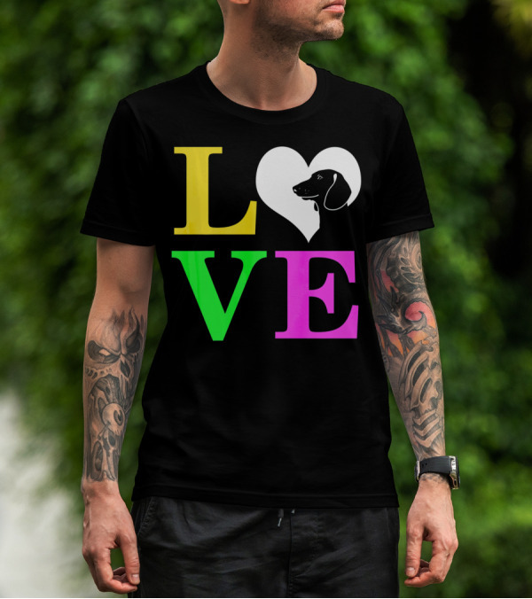 LOVE Dachshund Dog Heart Valentines T-Shirt