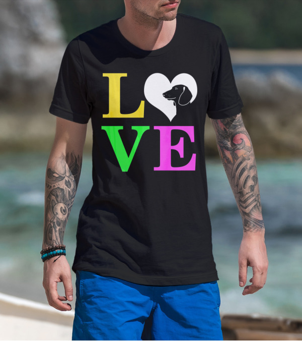 LOVE Dachshund Dog Heart Valentines T-Shirt