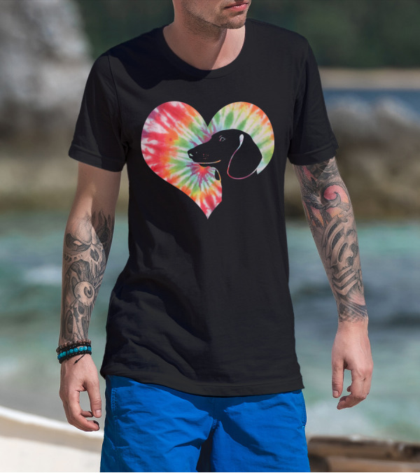 Dachshund Dog Heart Tie Dye Valentines T-Shirt