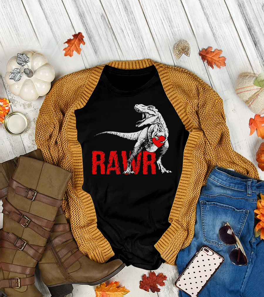 RAWR Dinosaur Valentine Heart T-Shirt