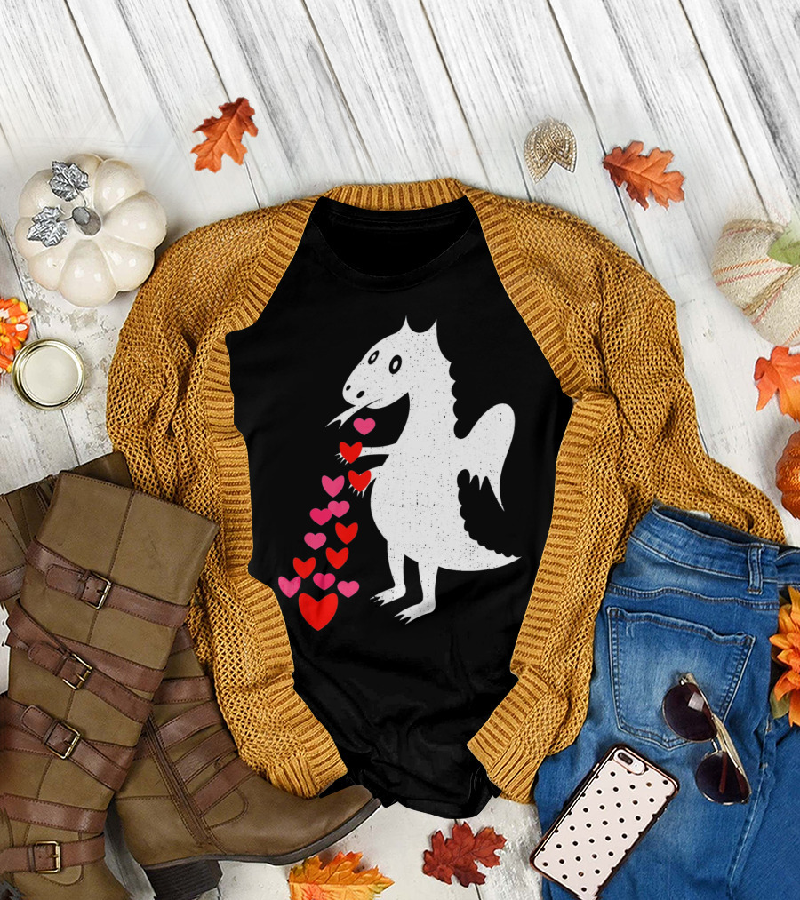 Dragon Spitting Love Hearts Anti Valentine's Day T-Shirt