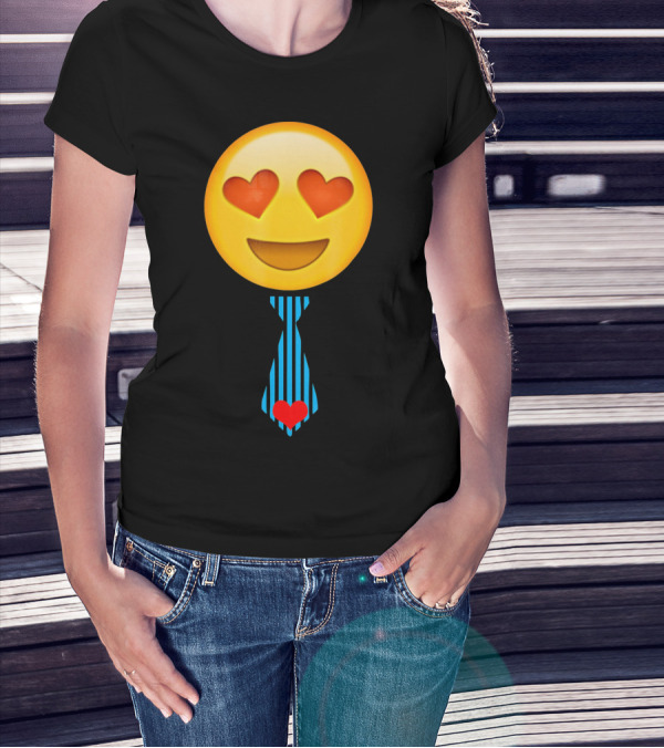 Emoji Heart Eyes Heart Tie Valentine T-Shirt