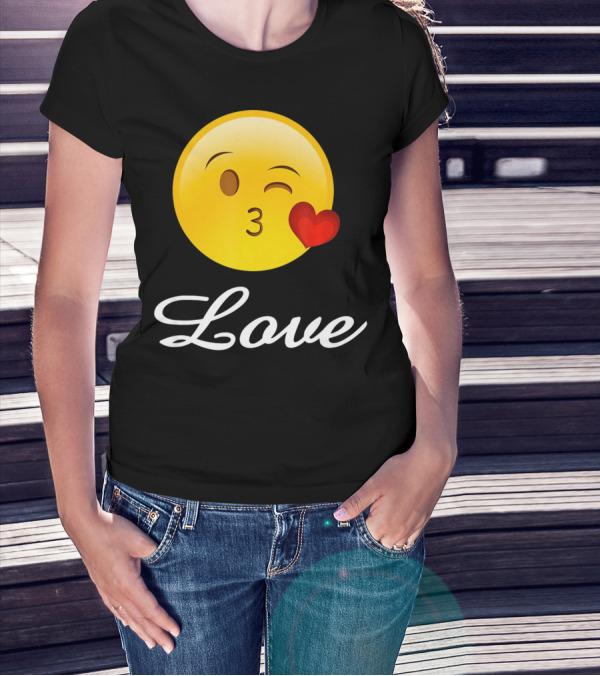 Love Emoji Valentines Day Heart Kiss T-Shirt