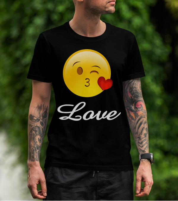 Love Emoji Valentines Day Heart Kiss T-Shirt