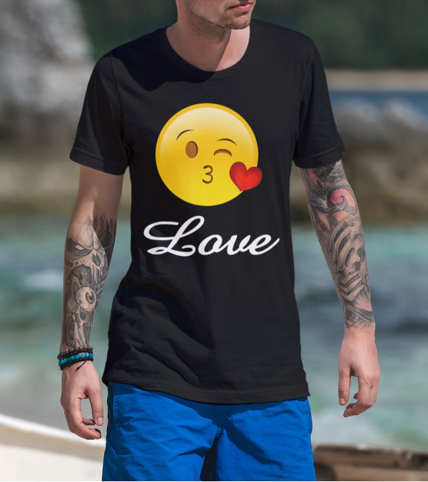 Love Emoji Valentines Day Heart Kiss T-Shirt
