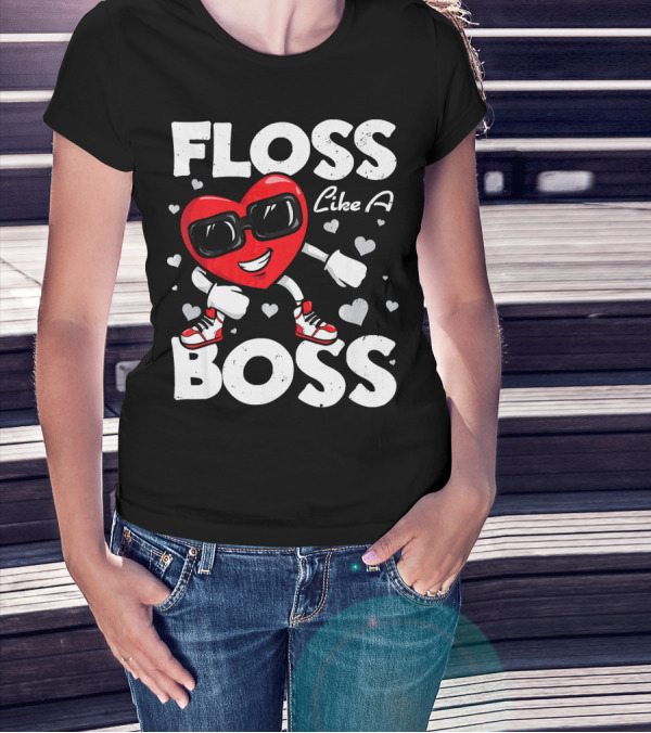 Floss Like A Boss Heart Dance Valentines T-Shirt