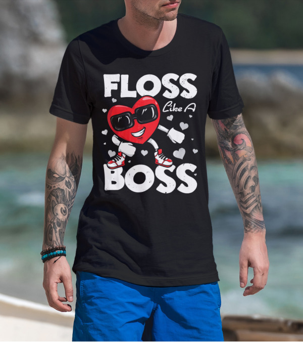Floss Like A Boss Heart Dance Valentines T-Shirt