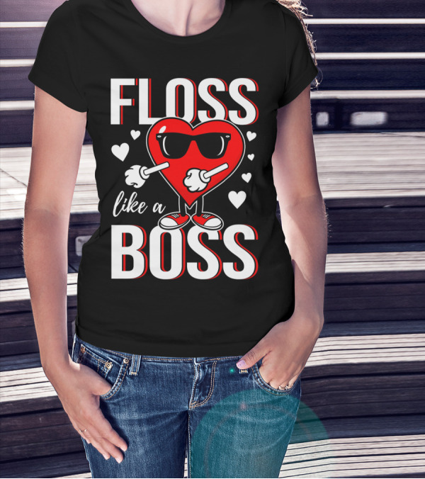 FLOSS LIKE A BOSS VALENTINES HEART WITH SUNGLASSES T-Shirt