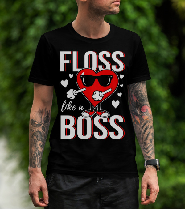 FLOSS LIKE A BOSS VALENTINES HEART WITH SUNGLASSES T-Shirt