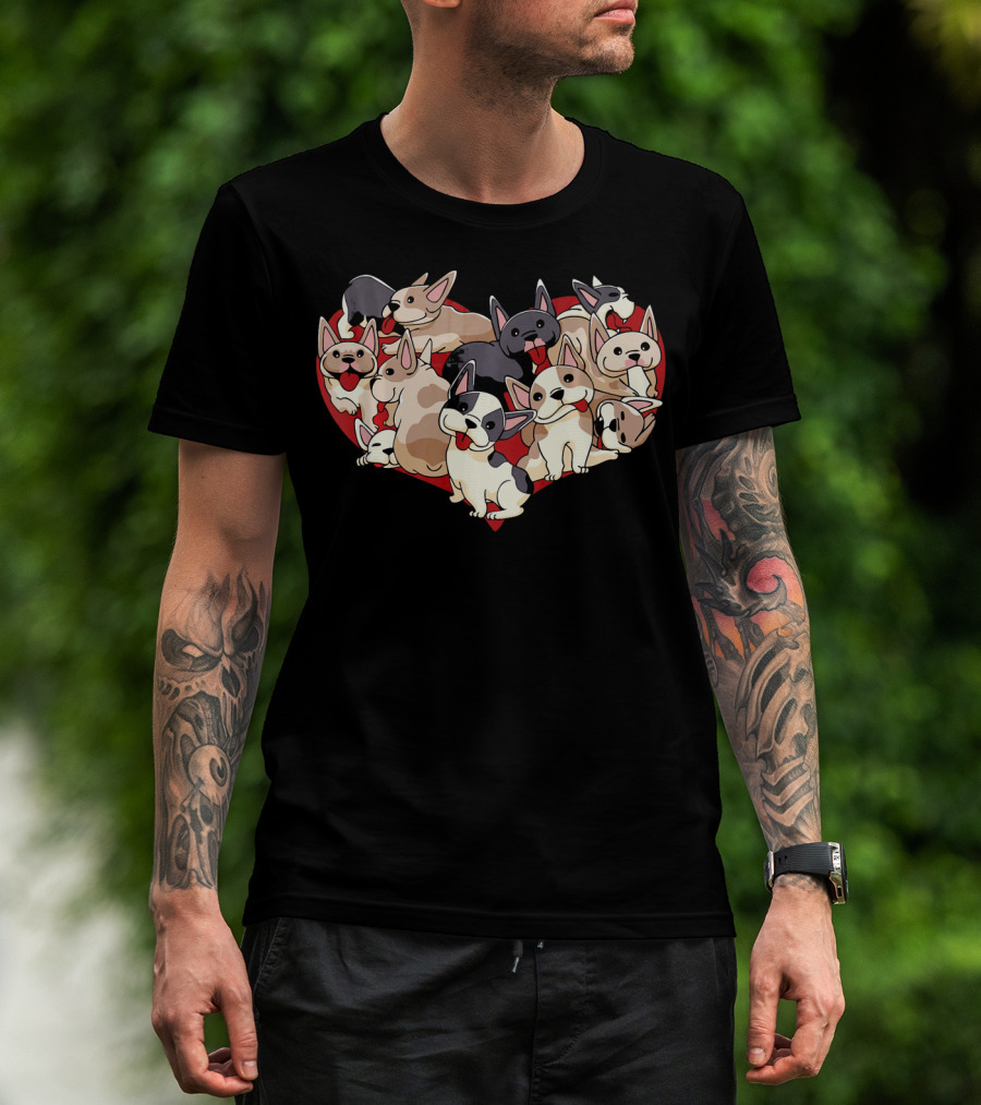 French Bulldog Heart Dog Frenchi Puppy Pack T-Shirt