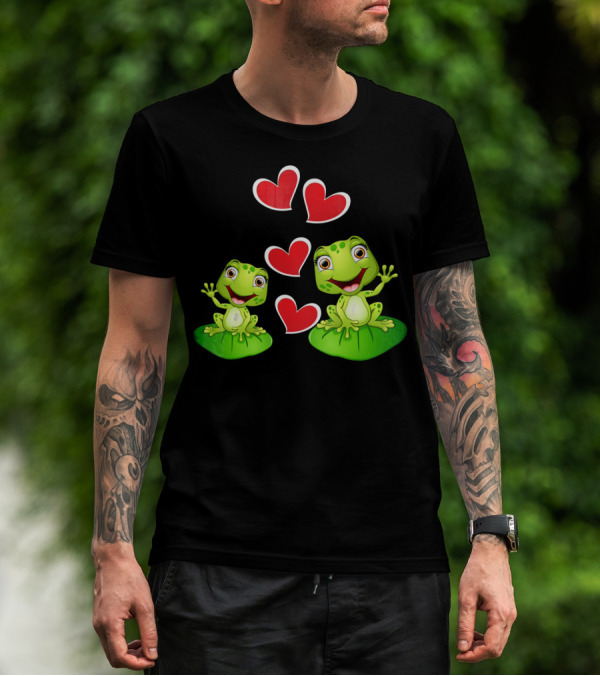 Frog Heart Valentine Day Animal Cute Frogs With Hearts T-Shirt