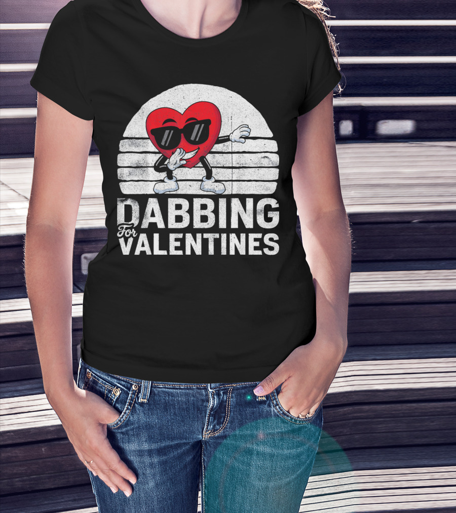 Dabbing For Valentines Funny Heart Valentine’s Day T-Shirt