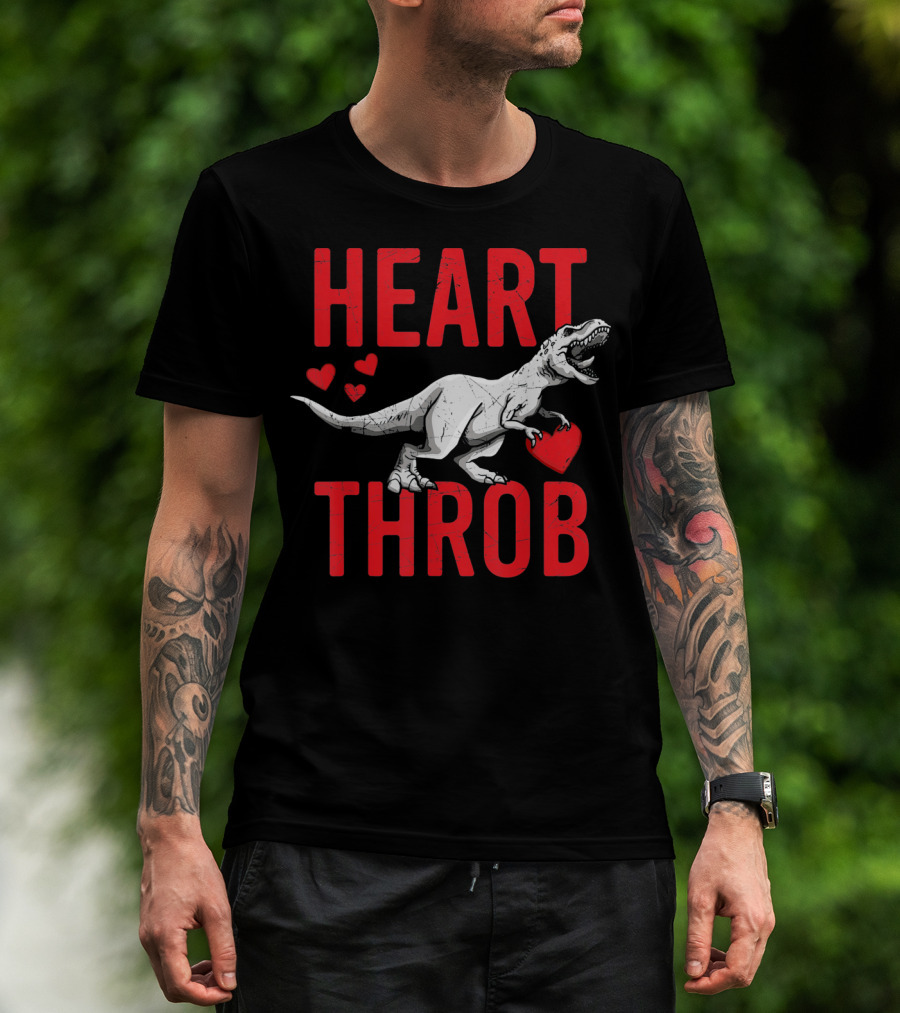 Funny Dinosaur Valentine's Day Heart Throb T-Rex With Hearts T-Shirt