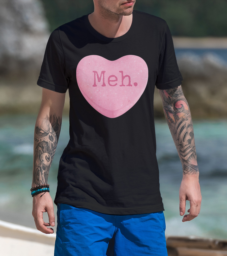 Funny Valentines Day Candy Heart Meh Single Ladies T-Shirt