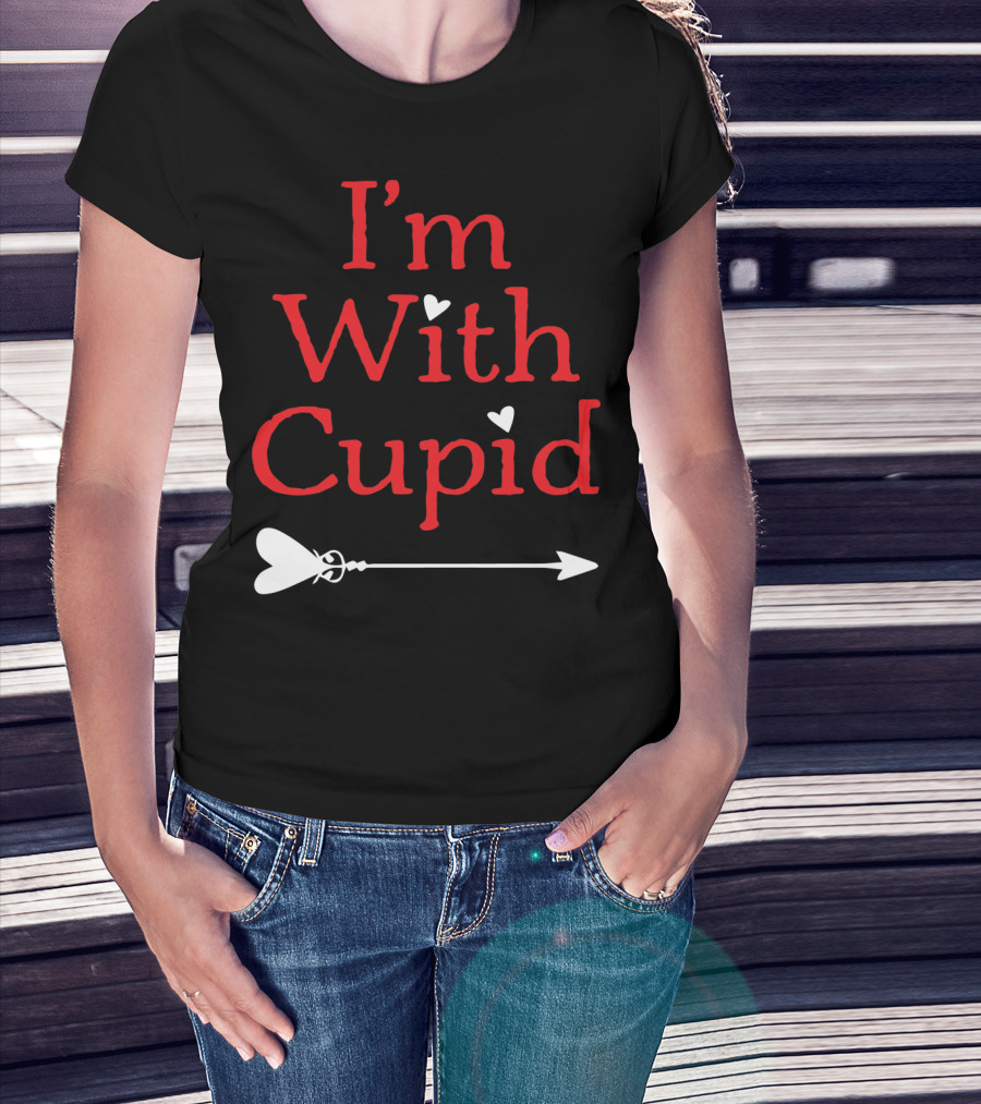 I'm With Cupid Funny Valentine's Day Arrow T-Shirt