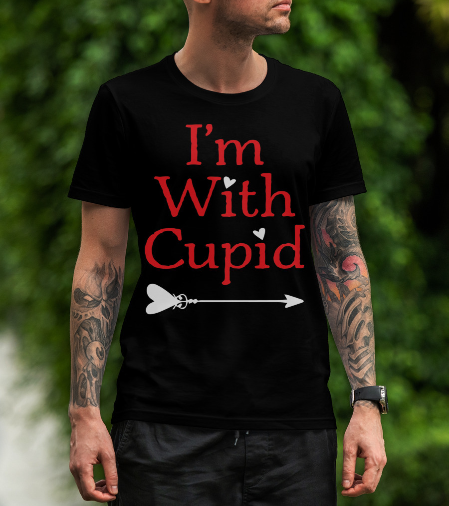 I'm With Cupid Funny Valentine's Day Arrow T-Shirt