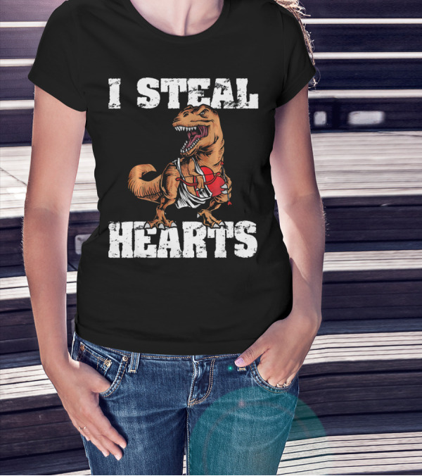 I Steal Hearts Funny Valentine Dinosaur Valentin T-Shirt