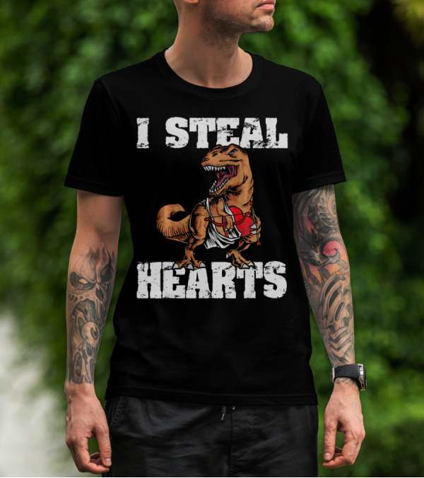 I Steal Hearts Funny Valentine Dinosaur Valentin T-Shirt