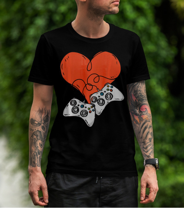 Funny Heart With Video Game Controllers T-Shirt