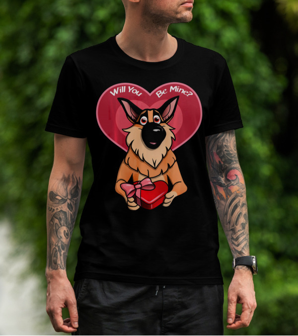 Will You Be Mine German Shepherd Valentine T-Shirt
