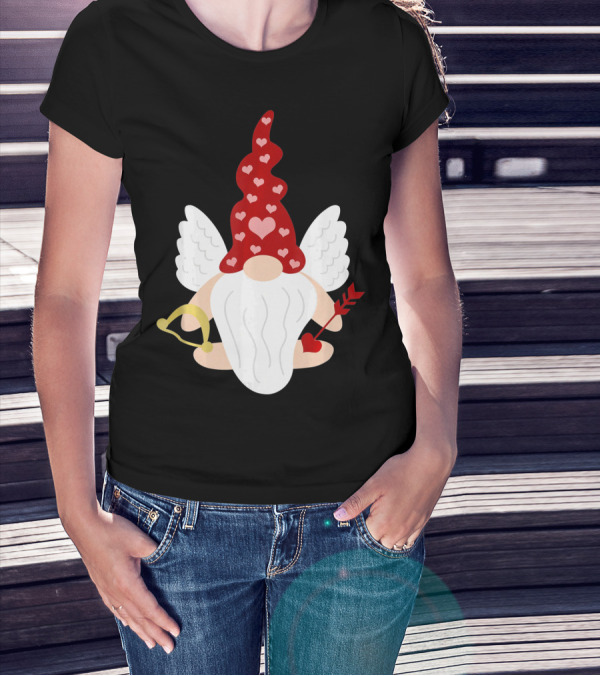 Gnome Cupid With Heart Arrow Valentines Day T-Shirt