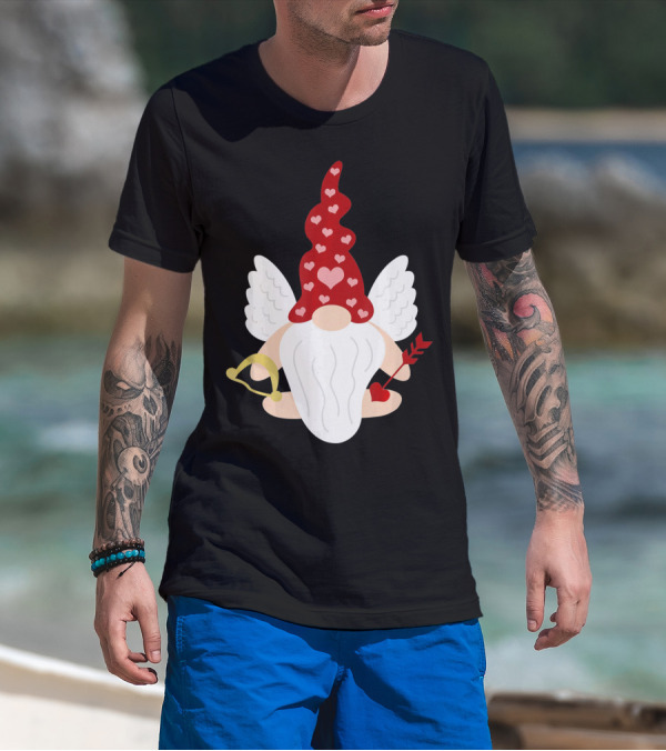 Gnome Cupid With Heart Arrow Valentines Day T-Shirt
