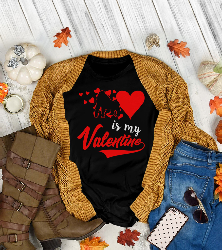Gorilla Love Hearts Is My Valentine T-Shirt