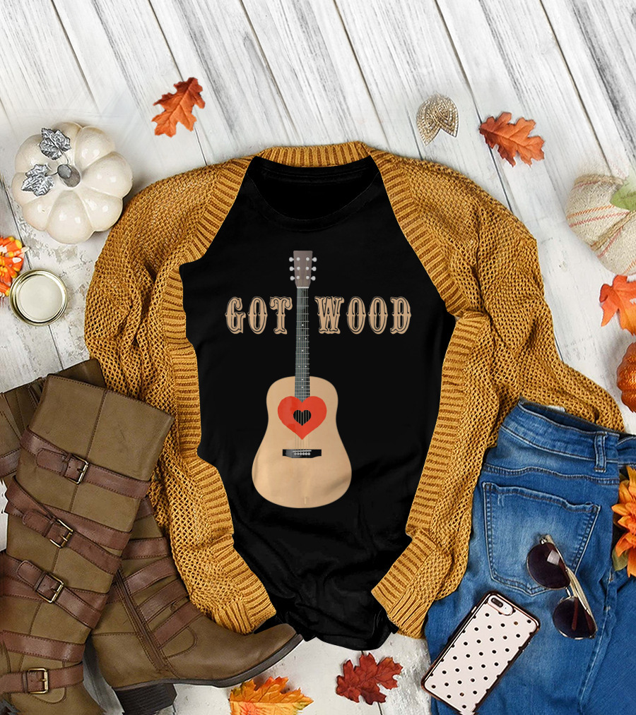 Got Wood Acoustic Guitar Heart Valentine's Day T-Shirt