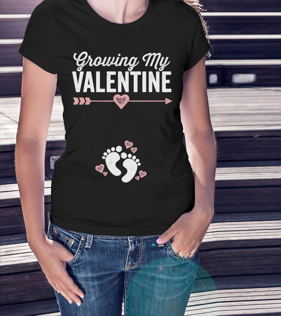 Growing My Valentine Footprints Hearts T-Shirt