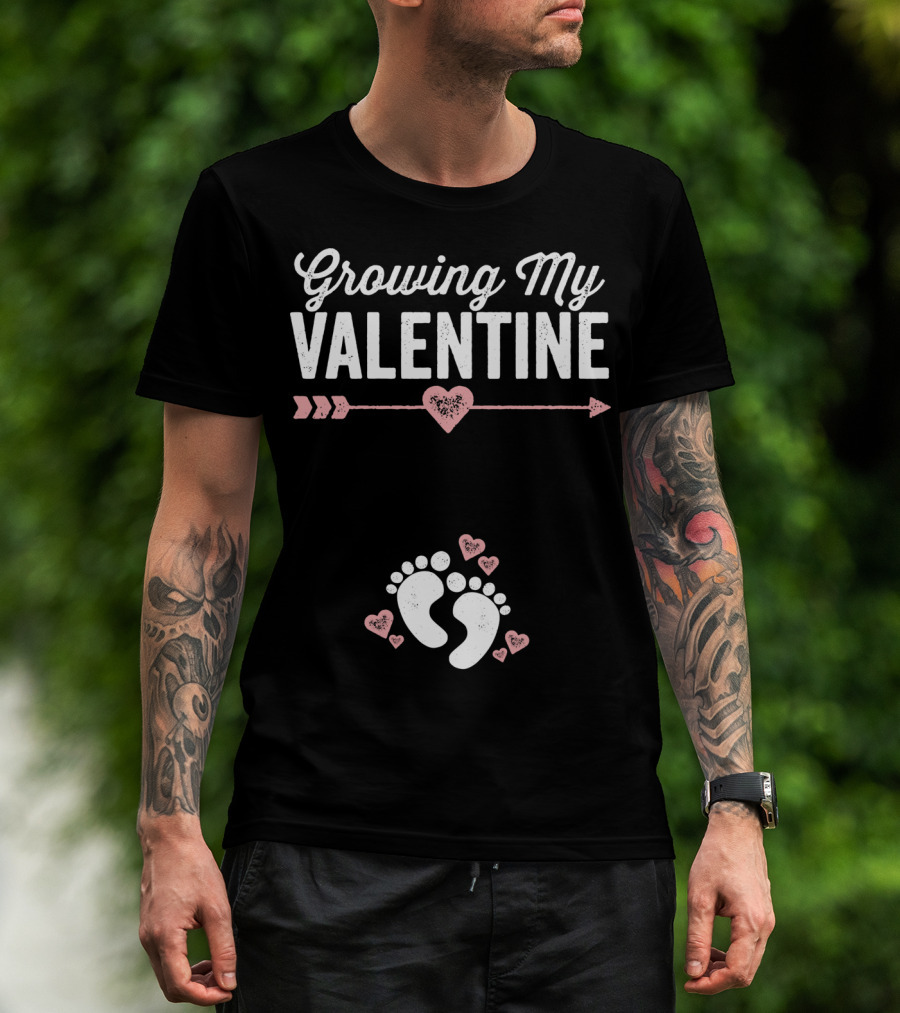 Growing My Valentine Footprints Hearts T-Shirt