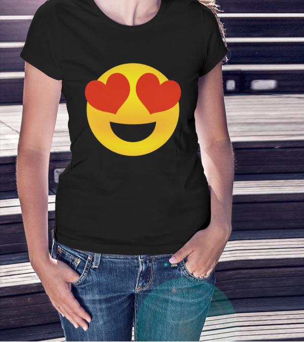 Heart Eyes Emoji Valenti Joyful Face T-Shirt