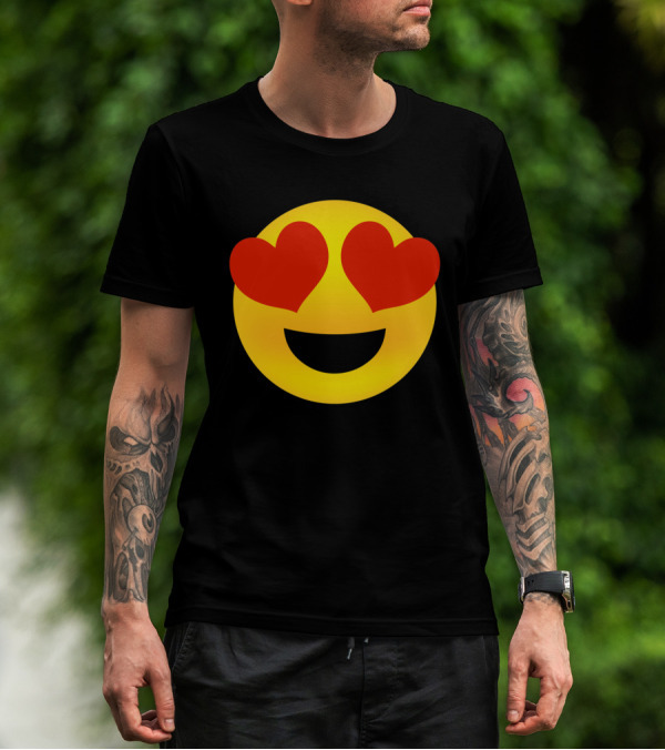 Heart Eyes Emoji Valenti Joyful Face T-Shirt
