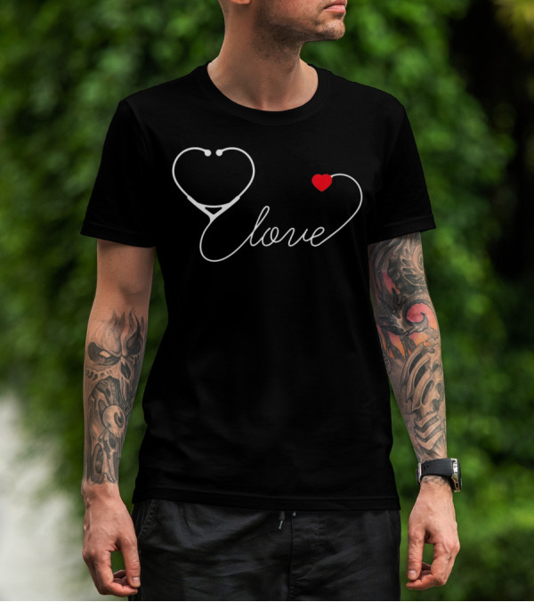 Love Stethoscope Heart Beats Nurse Valentines Day T-Shirt