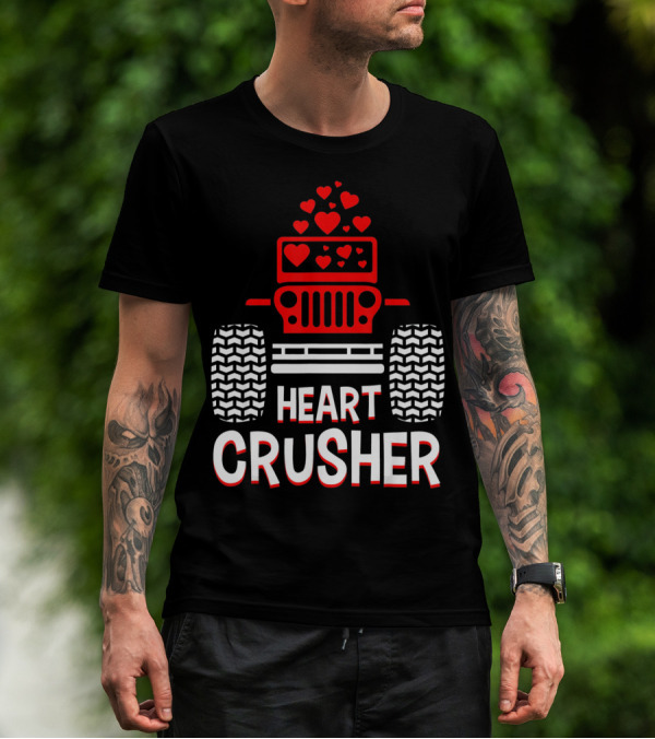 Heart Crusher Jeep Girl Heart Shape Vale Tire Tracks T-Shirt