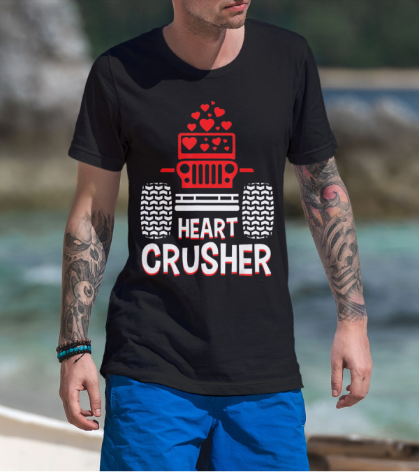Heart Crusher Jeep Girl Heart Shape Vale Tire Tracks T-Shirt